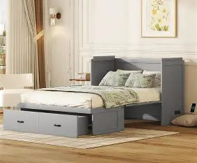3-Piece Set Including One Full Cabinet Bed with Mattress and Two 26″ Storages Unit for Cabinet Beds - Murphy Bed Market 