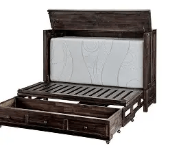 65W Queen Murphy Cabinet Bed with Pullout Drawer and Mattress - Murphy Bed Market 