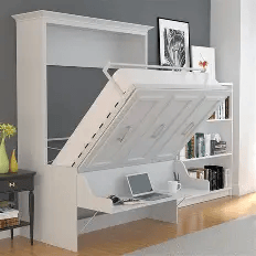 Full Murphy Bed with Storage Cabinet and Fold-Out Desk (91W) - Murphy Bed Market 