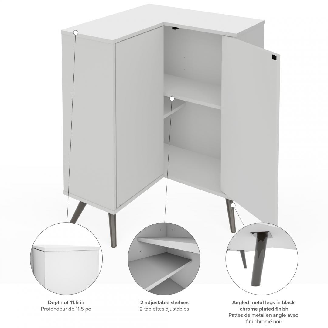 Corner Storage Cabinet with Metal Legs - Murphy Bed Market 