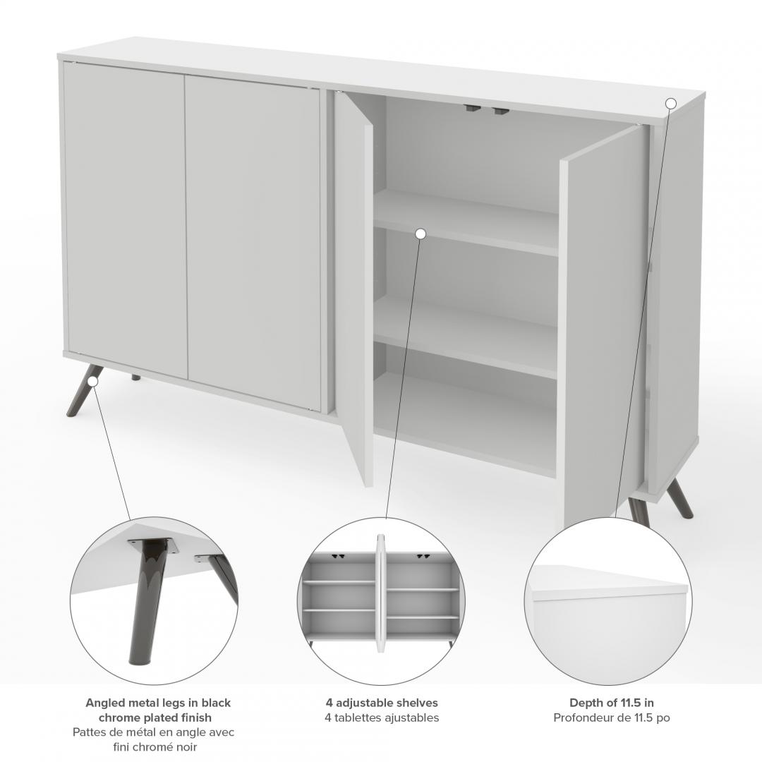 60W Narrow Storage Cabinet with Metal Legs - Murphy Bed Market 