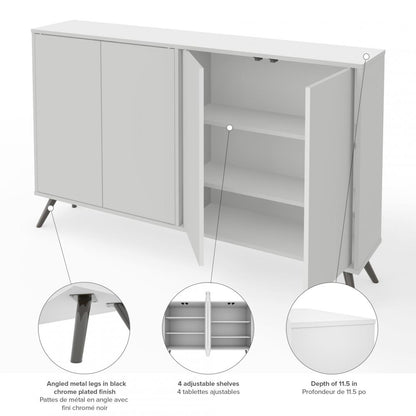 60W Narrow Storage Cabinet with Metal Legs - Murphy Bed Market 