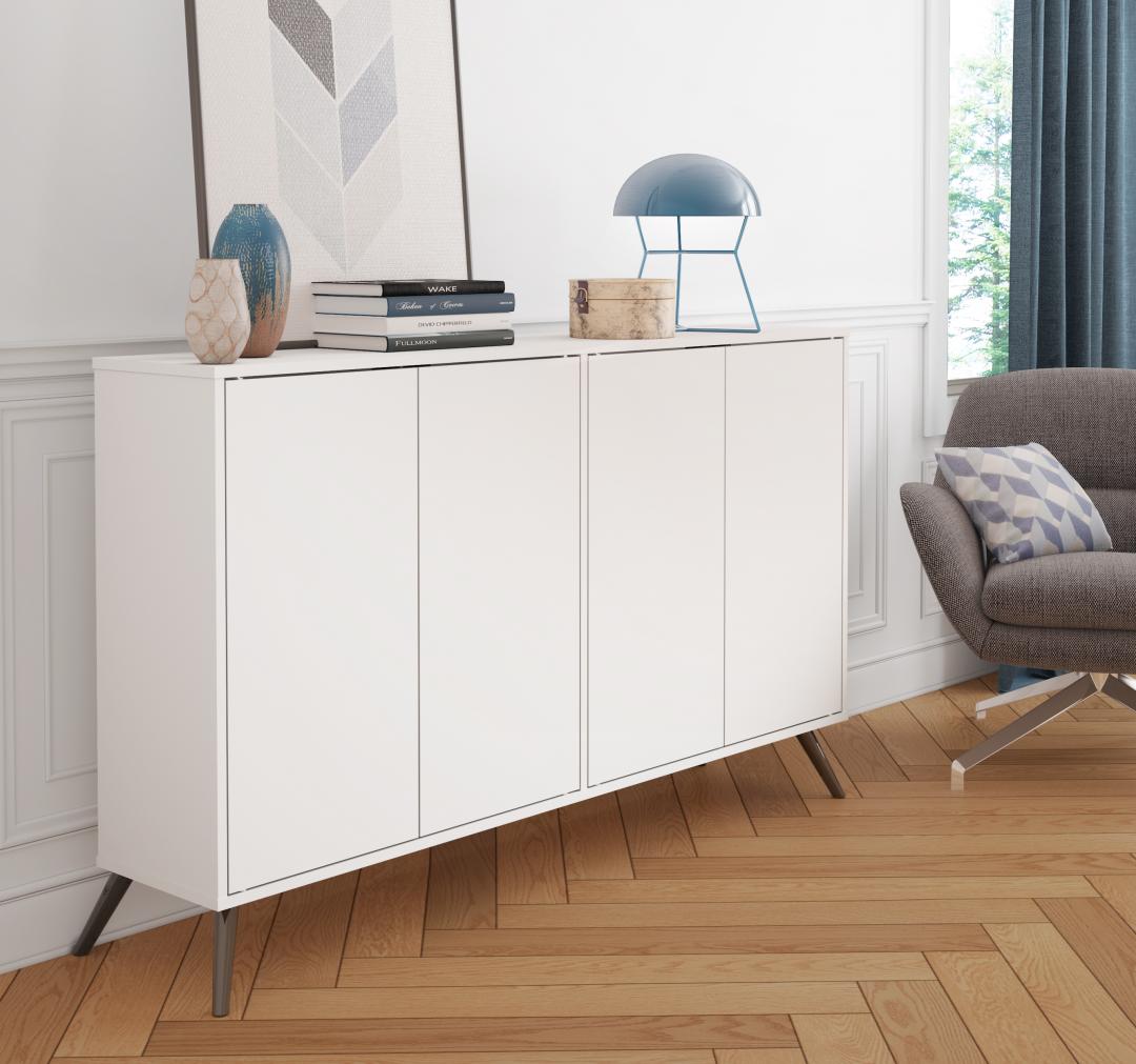 60W Narrow Storage Cabinet with Metal Legs - Murphy Bed Market 