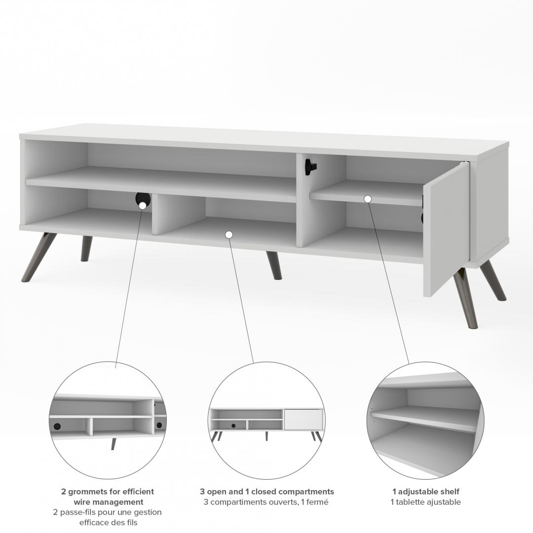 54W TV Stand with Metal Legs for 60 inch TV - Murphy Bed Market 