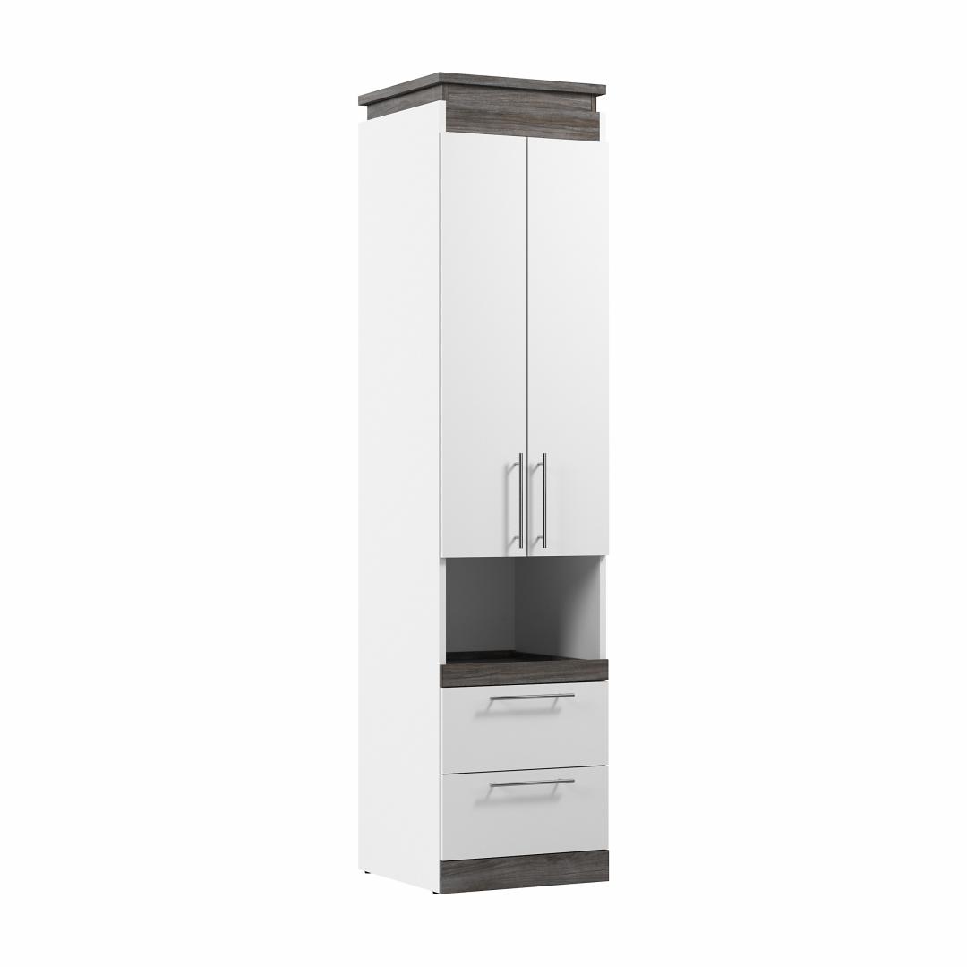 20W Narrow Storage Cabinet with Doors, Drawers and Pull-Out Shelf - Murphy Bed Market 