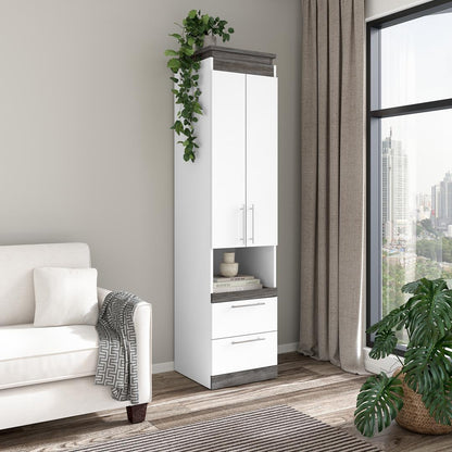 20W Narrow Storage Cabinet with Doors, Drawers and Pull-Out Shelf - Murphy Bed Market 