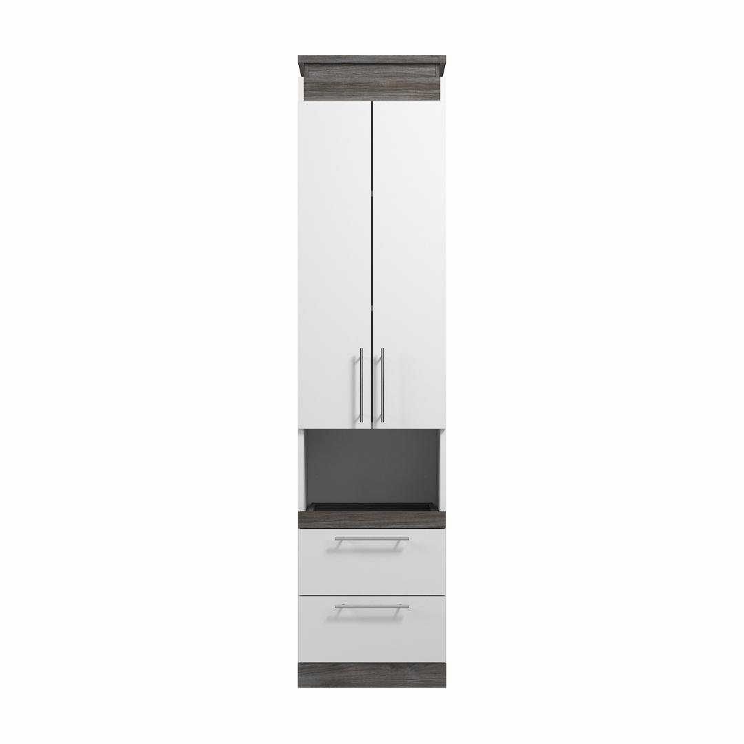 20W Narrow Storage Cabinet with Doors, Drawers and Pull-Out Shelf - Murphy Bed Market 