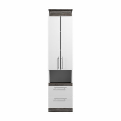 20W Narrow Storage Cabinet with Doors, Drawers and Pull-Out Shelf - Murphy Bed Market 