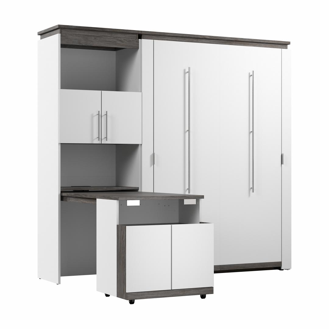 Full Murphy Bed with Storage Cabinet and Fold-Out Desk (91W) - Murphy Bed Market 