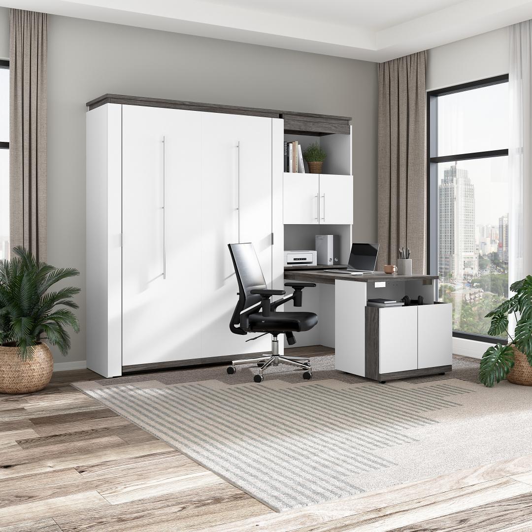 Full Murphy Bed with Storage Cabinet and Fold-Out Desk (91W) - Murphy Bed Market 