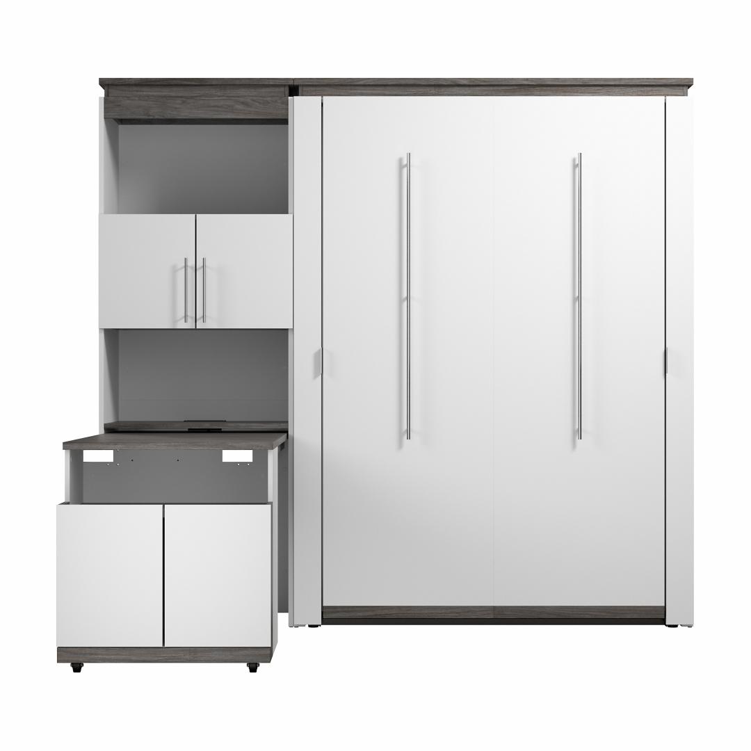 Full Murphy Bed with Storage Cabinet and Fold-Out Desk (91W) - Murphy Bed Market 