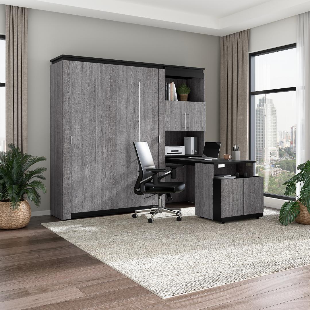 Full Murphy Bed with Storage Cabinet and Fold-Out Desk (91W) - Murphy Bed Market 