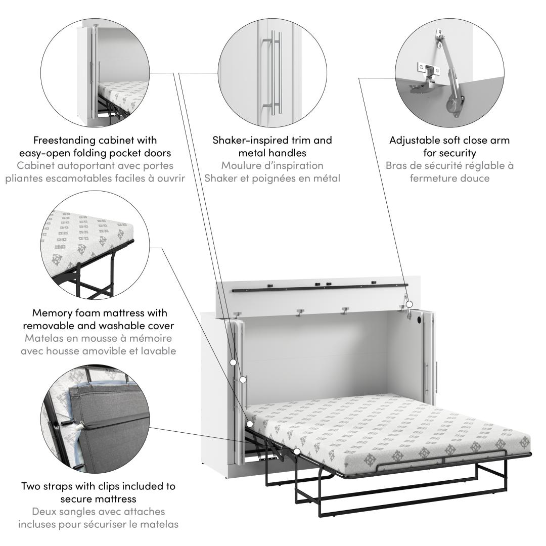69W Full Cabinet Bed with Mattress - Murphy Bed Market 