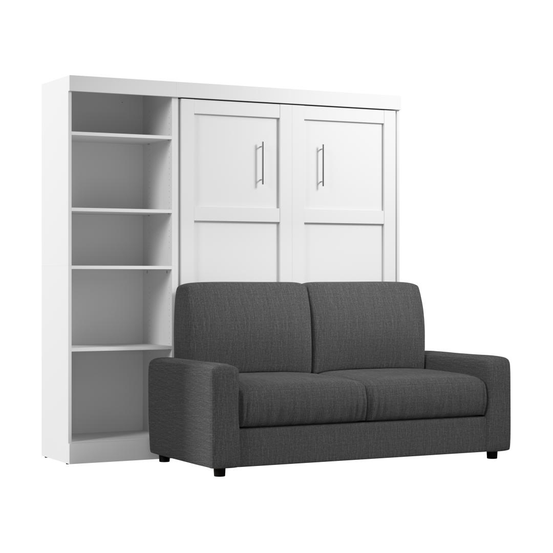Full Murphy Bed with Sofa and Shelving Unit (90W) - Murphy Bed Market 