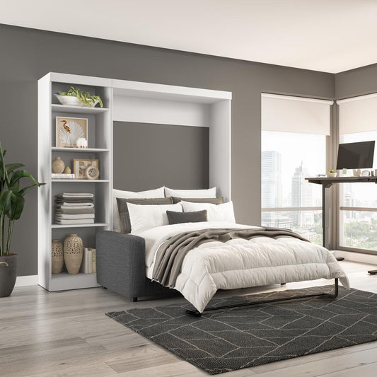 Full Murphy Bed with Sofa and Shelving Unit (90W) - Murphy Bed Market 