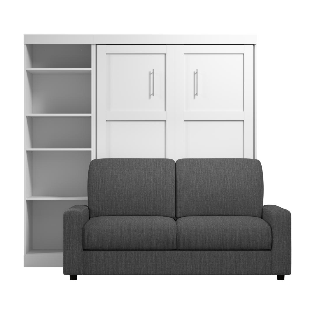 Full Murphy Bed with Sofa and Shelving Unit (90W) - Murphy Bed Market 
